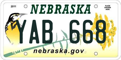 NE license plate YAB668