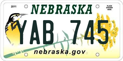 NE license plate YAB745