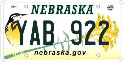 NE license plate YAB922