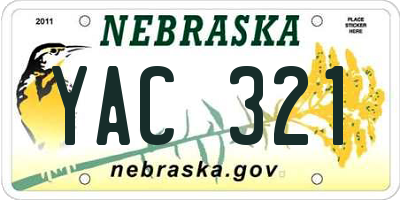 NE license plate YAC321