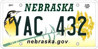 NE license plate YAC432