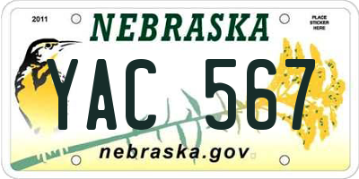 NE license plate YAC567