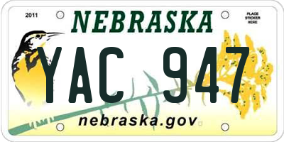 NE license plate YAC947