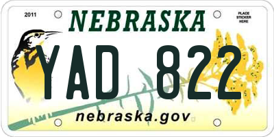 NE license plate YAD822