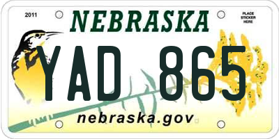 NE license plate YAD865