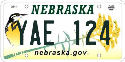 NE license plate YAE124