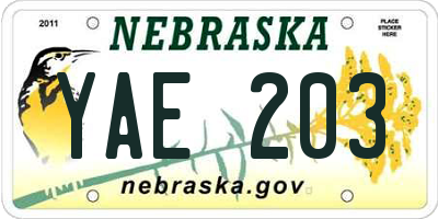 NE license plate YAE203