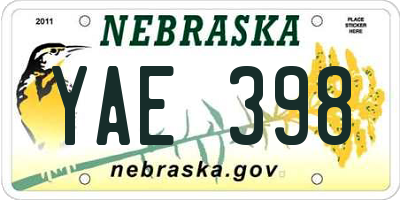 NE license plate YAE398
