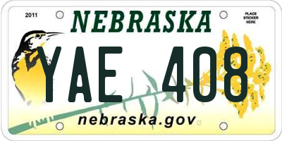 NE license plate YAE408