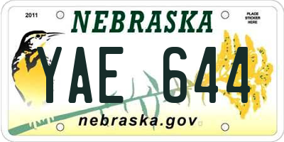 NE license plate YAE644