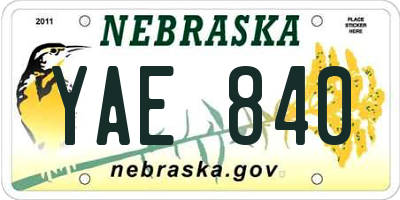 NE license plate YAE840