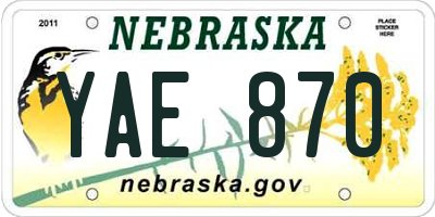 NE license plate YAE870