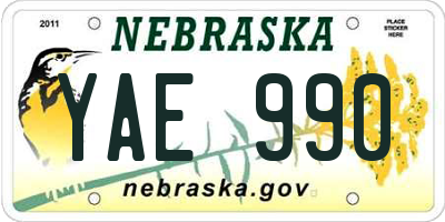 NE license plate YAE990