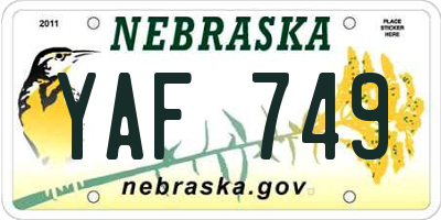 NE license plate YAF749