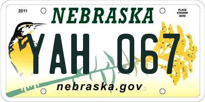 NE license plate YAH067