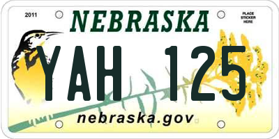 NE license plate YAH125