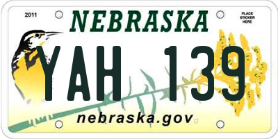 NE license plate YAH139