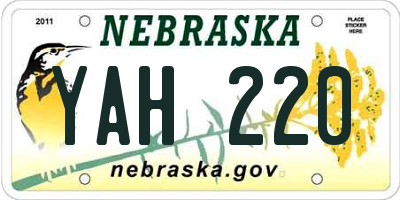 NE license plate YAH220