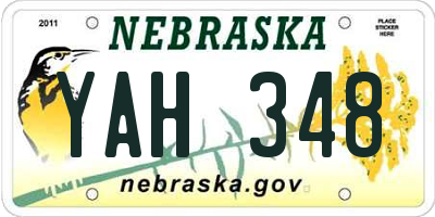 NE license plate YAH348