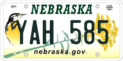 NE license plate YAH585