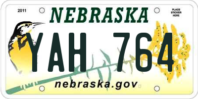 NE license plate YAH764