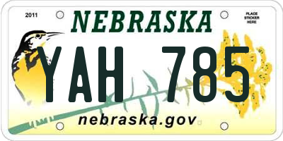 NE license plate YAH785