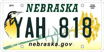 NE license plate YAH818