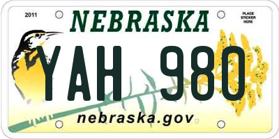 NE license plate YAH980