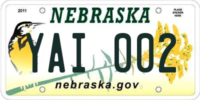 NE license plate YAI002