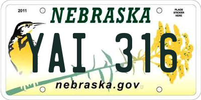 NE license plate YAI316