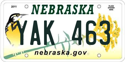 NE license plate YAK463