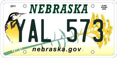 NE license plate YAL573