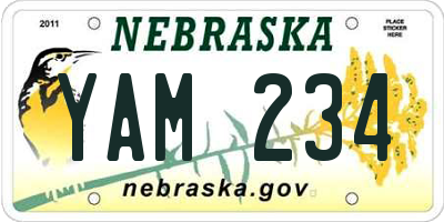 NE license plate YAM234