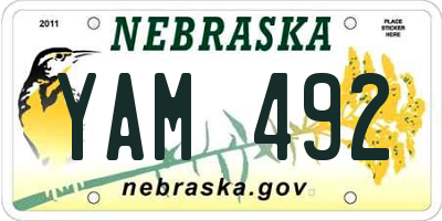 NE license plate YAM492