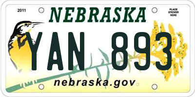 NE license plate YAN893