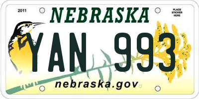 NE license plate YAN993