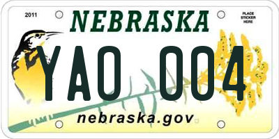 NE license plate YAO004