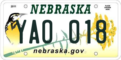 NE license plate YAO018