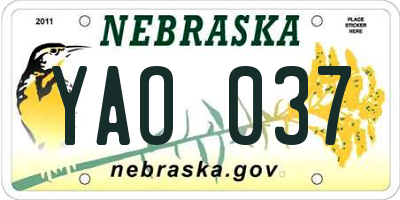 NE license plate YAO037