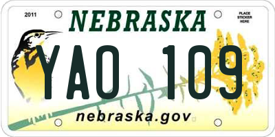 NE license plate YAO109