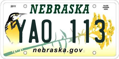 NE license plate YAO113