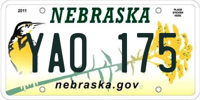 NE license plate YAO175