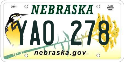 NE license plate YAO278