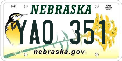 NE license plate YAO351