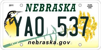 NE license plate YAO537