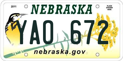 NE license plate YAO672