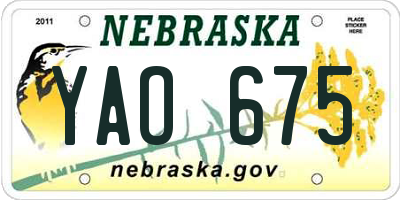 NE license plate YAO675