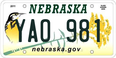 NE license plate YAO981