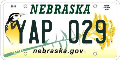NE license plate YAP029