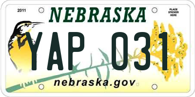 NE license plate YAP031